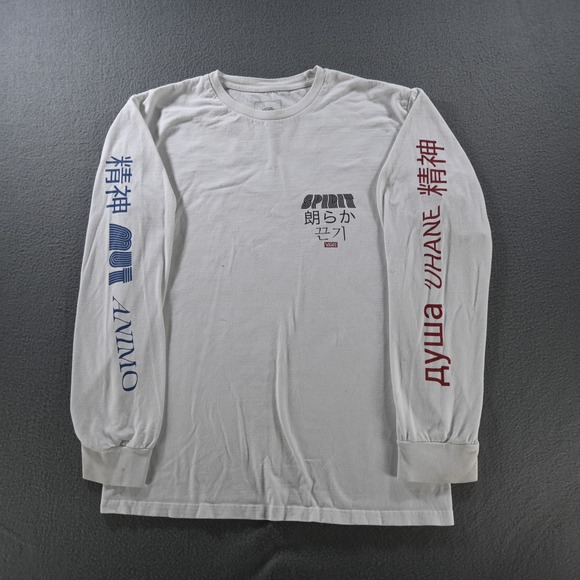 Vans Other - Vans Mens Spirit Multi-Language Graphic Long Sleeve T-Shirt Size Small White